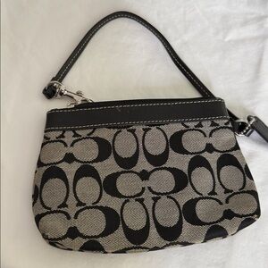Coach Black and Cream Signature Wristlet